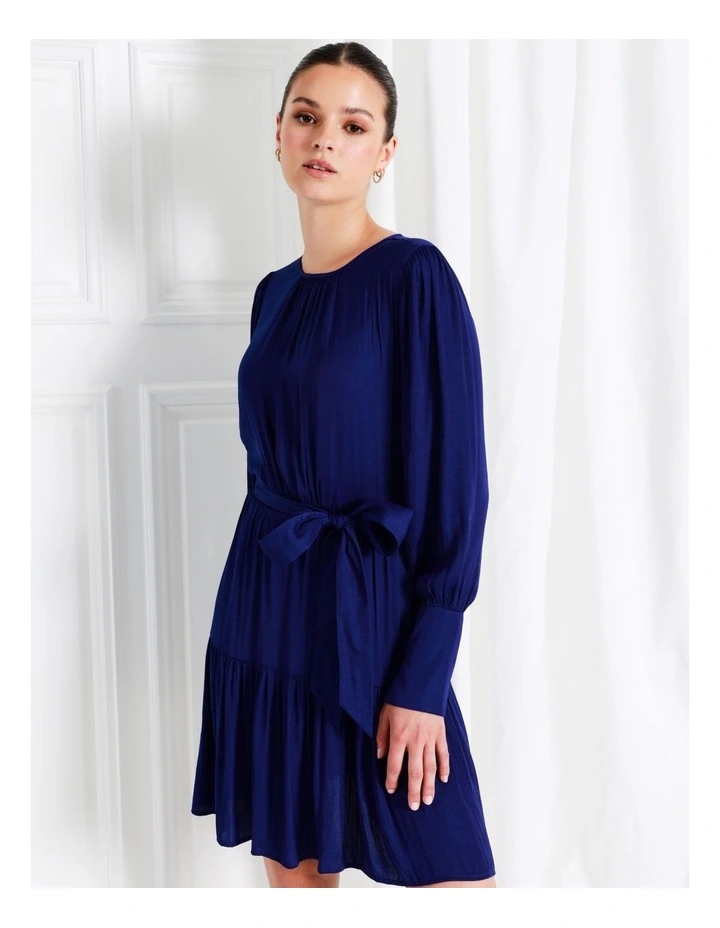 Recycled Blend Satin Mini Dress In Cobalt - Image 5