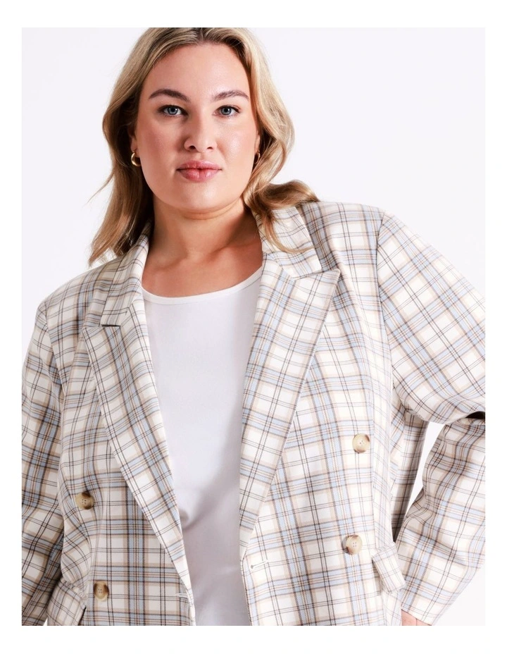 Double Breasted Check Blazer In Assorted - Image 2