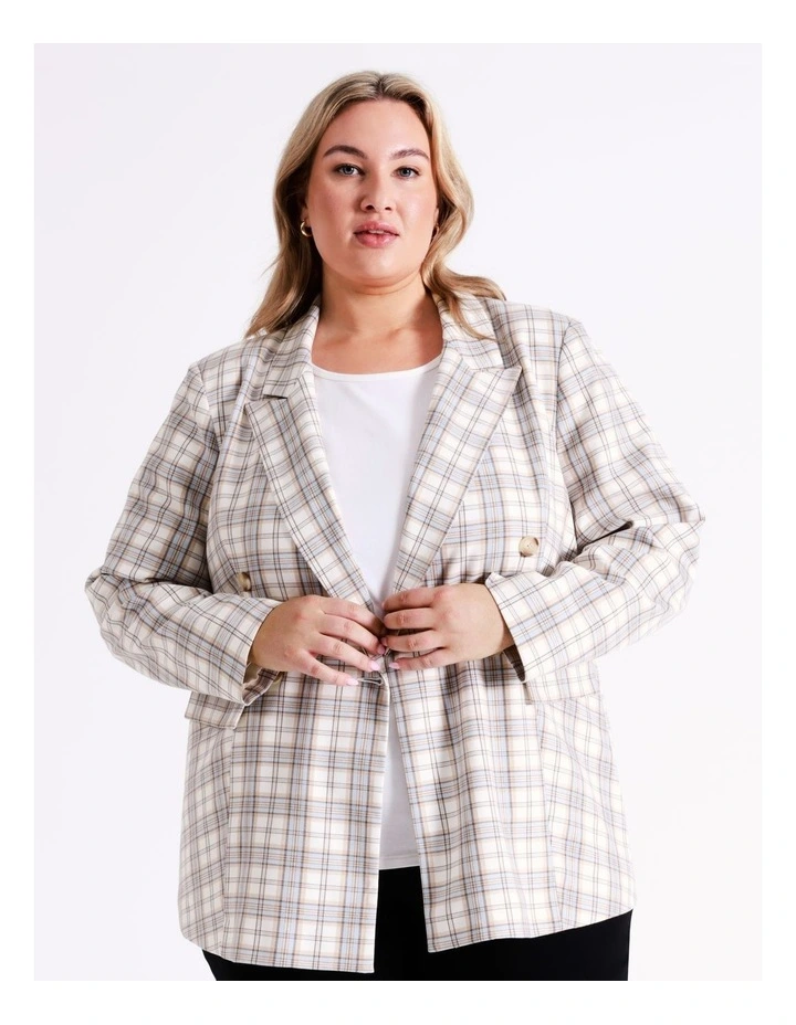 Double Breasted Check Blazer In Assorted - Image 4