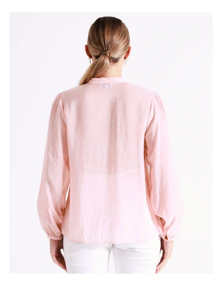 Ruffle Pintuck Ladder Trim Shirt In Blush - Image 4