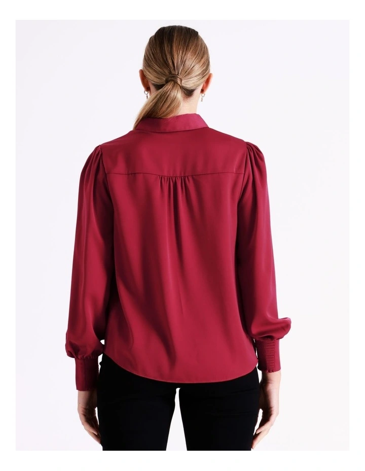 Recycled Satin Shirt In Wine - Image 5