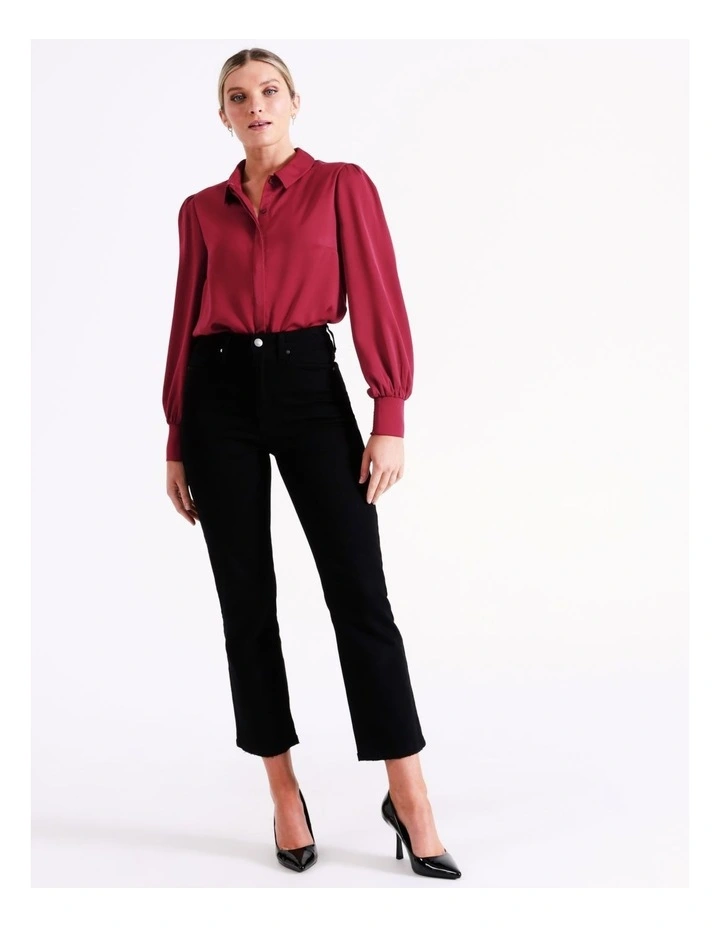 Recycled Satin Shirt In Wine - Image 6