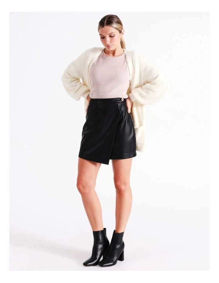Recycled Blend Faux Leather Mini Skirt In Black - Image 2