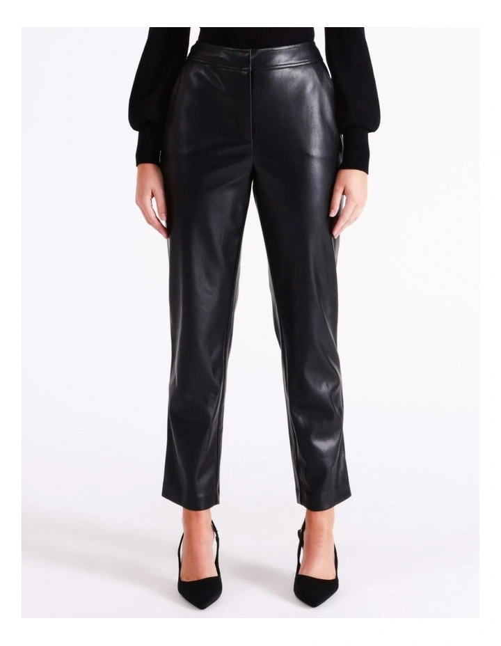 Recycled Blend Straight Leg Faux Leather Pants In Black - Image 2